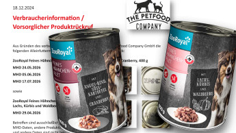 The Petfood Company ruft Hundefutter zurück