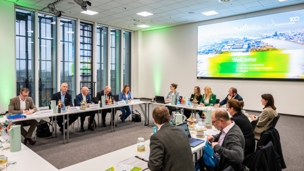 Der UFI Global Congress in Köln stand unter dem Motto „Changes to Chances“, im Bild: die Eröffnungspressekonferenz. 